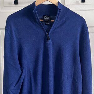 Jos A Bank Blue 100% Pima Cotton Quarter Zip Sweater, XL